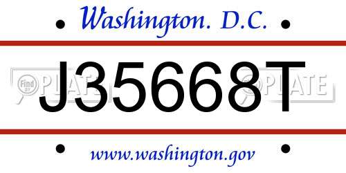 J35668T District Of Columbia License Plate