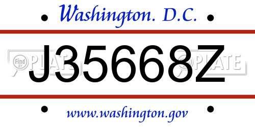 J35668Z District Of Columbia License Plate