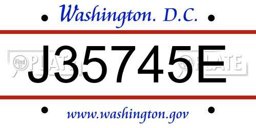 J35745E District Of Columbia License Plate