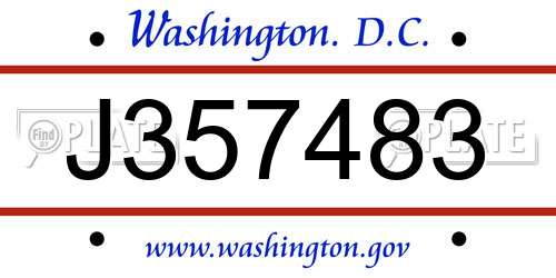 J357483 District Of Columbia License Plate
