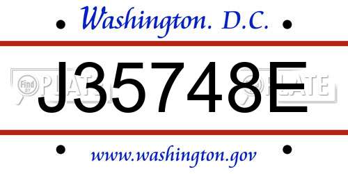 J35748E District Of Columbia License Plate