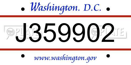 J359902 District Of Columbia License Plate