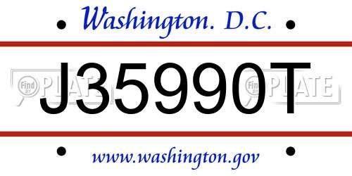 J35990T District Of Columbia License Plate
