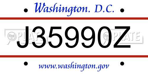 J35990Z District Of Columbia License Plate
