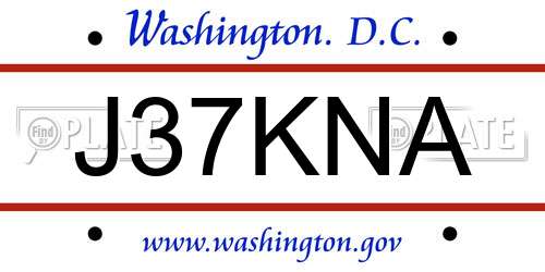 J37KNA District Of Columbia License Plate