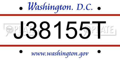 J38155T District Of Columbia License Plate