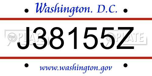 J38155Z District Of Columbia License Plate
