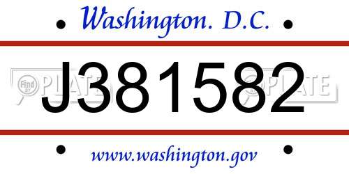 J381582 District Of Columbia License Plate