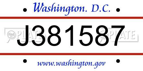J381587 District Of Columbia License Plate
