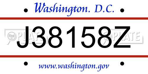 J38158Z District Of Columbia License Plate