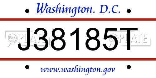 J38185T District Of Columbia License Plate