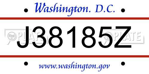 J38185Z District Of Columbia License Plate