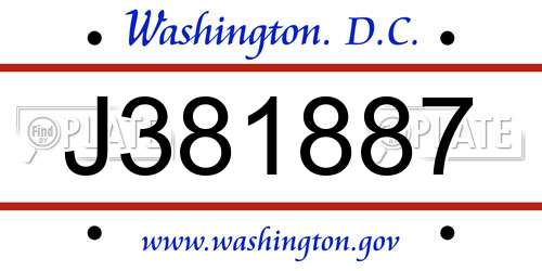 J381887 District Of Columbia License Plate