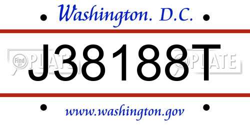 J38188T District Of Columbia License Plate