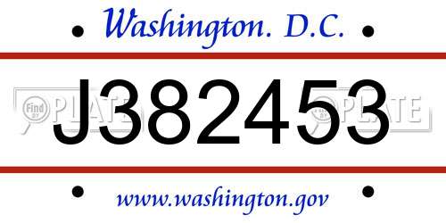 J382453 District Of Columbia License Plate