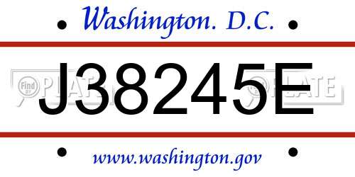 J38245E District Of Columbia License Plate