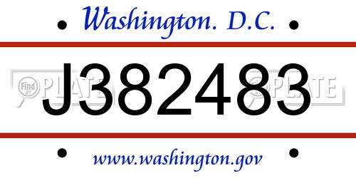 J382483 District Of Columbia License Plate