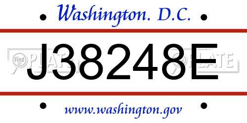 J38248E District Of Columbia License Plate