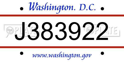 J383922 District Of Columbia License Plate