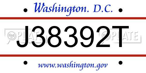 J38392T District Of Columbia License Plate