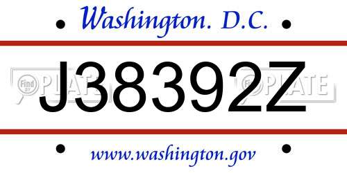 J38392Z District Of Columbia License Plate