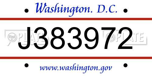 J383972 District Of Columbia License Plate
