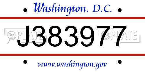 J383977 District Of Columbia License Plate