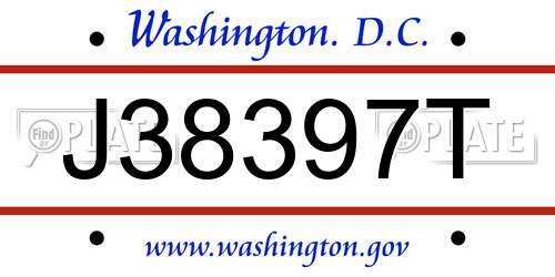 J38397T District Of Columbia License Plate