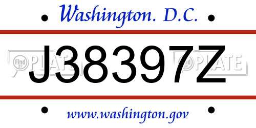 J38397Z District Of Columbia License Plate