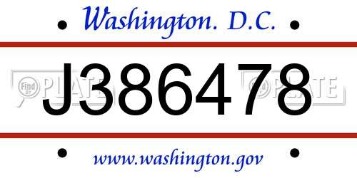 J386478 District Of Columbia License Plate
