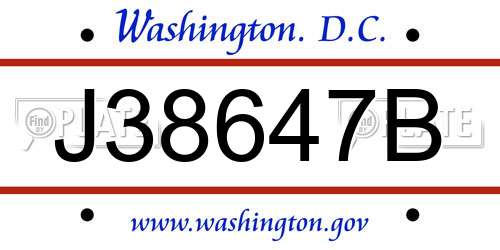 J38647B District Of Columbia License Plate
