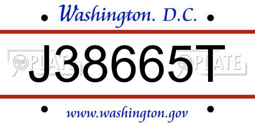 J38665T District Of Columbia License Plate