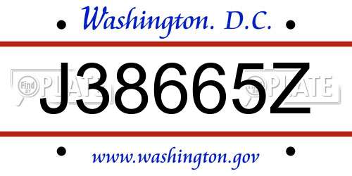 J38665Z District Of Columbia License Plate