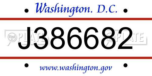 J386682 District Of Columbia License Plate