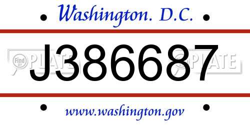J386687 District Of Columbia License Plate