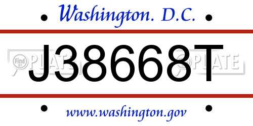 J38668T District Of Columbia License Plate