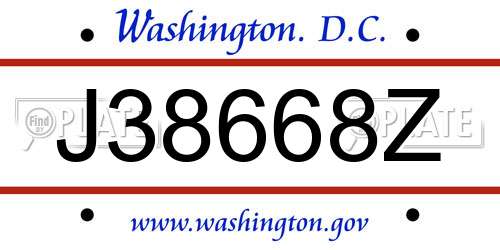 J38668Z District Of Columbia License Plate