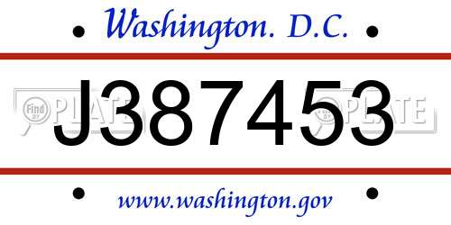 J387453 District Of Columbia License Plate