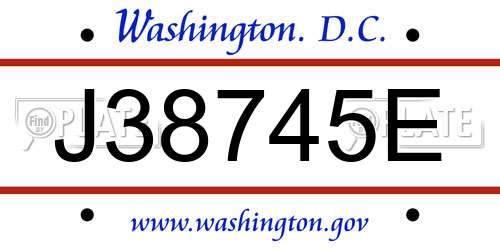 J38745E District Of Columbia License Plate