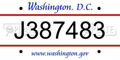 J387483 District Of Columbia License Plate