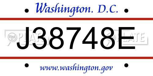 J38748E District Of Columbia License Plate