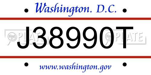J38990T District Of Columbia License Plate