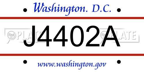 J4402A District Of Columbia License Plate