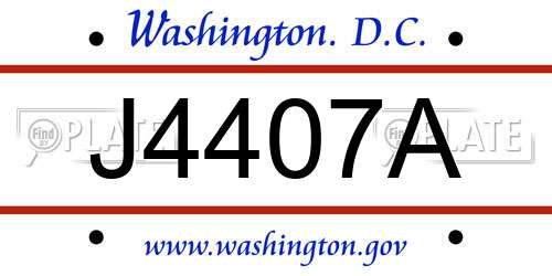 J4407A District Of Columbia License Plate