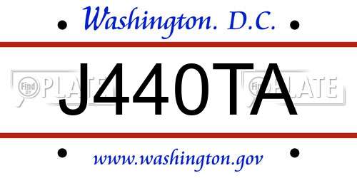 J440TA District Of Columbia License Plate