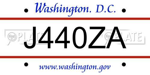 J440ZA District Of Columbia License Plate