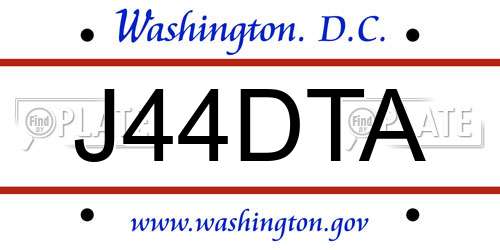 J44DTA District Of Columbia License Plate