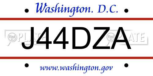 J44DZA District Of Columbia License Plate