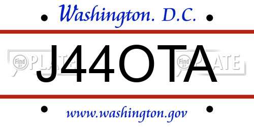 J44OTA District Of Columbia License Plate
