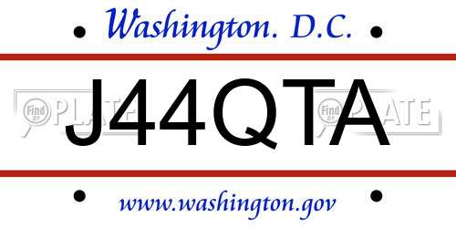J44QTA District Of Columbia License Plate